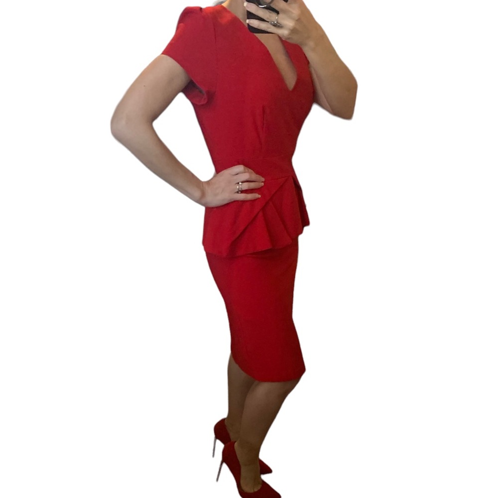 Red Peplum Cocktail Dress